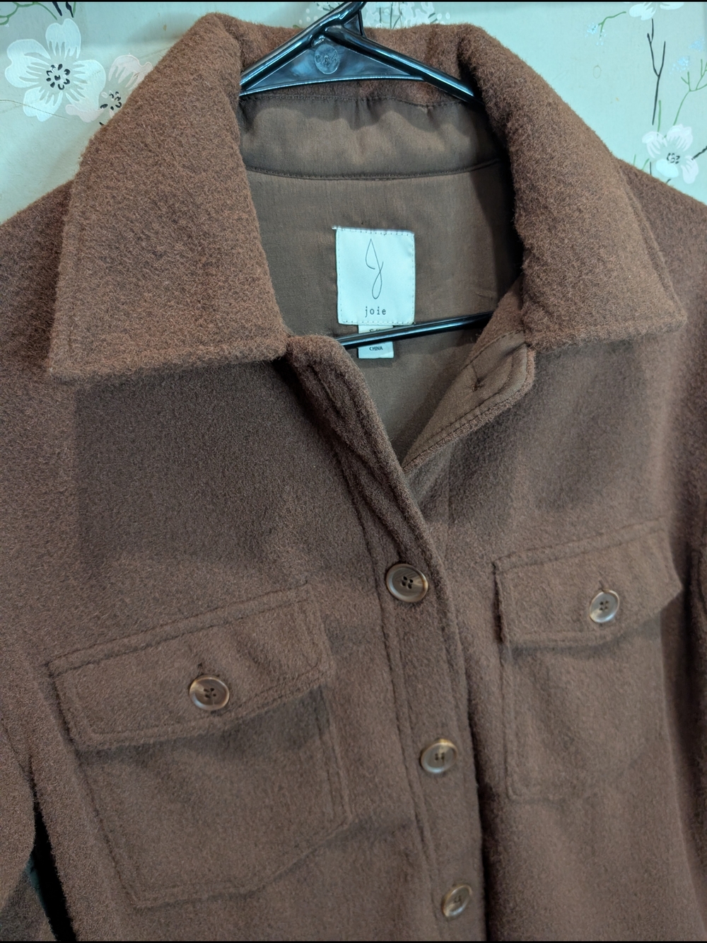 Joie Brown Fleece Button-Up Shacket - Picture 2 of 7